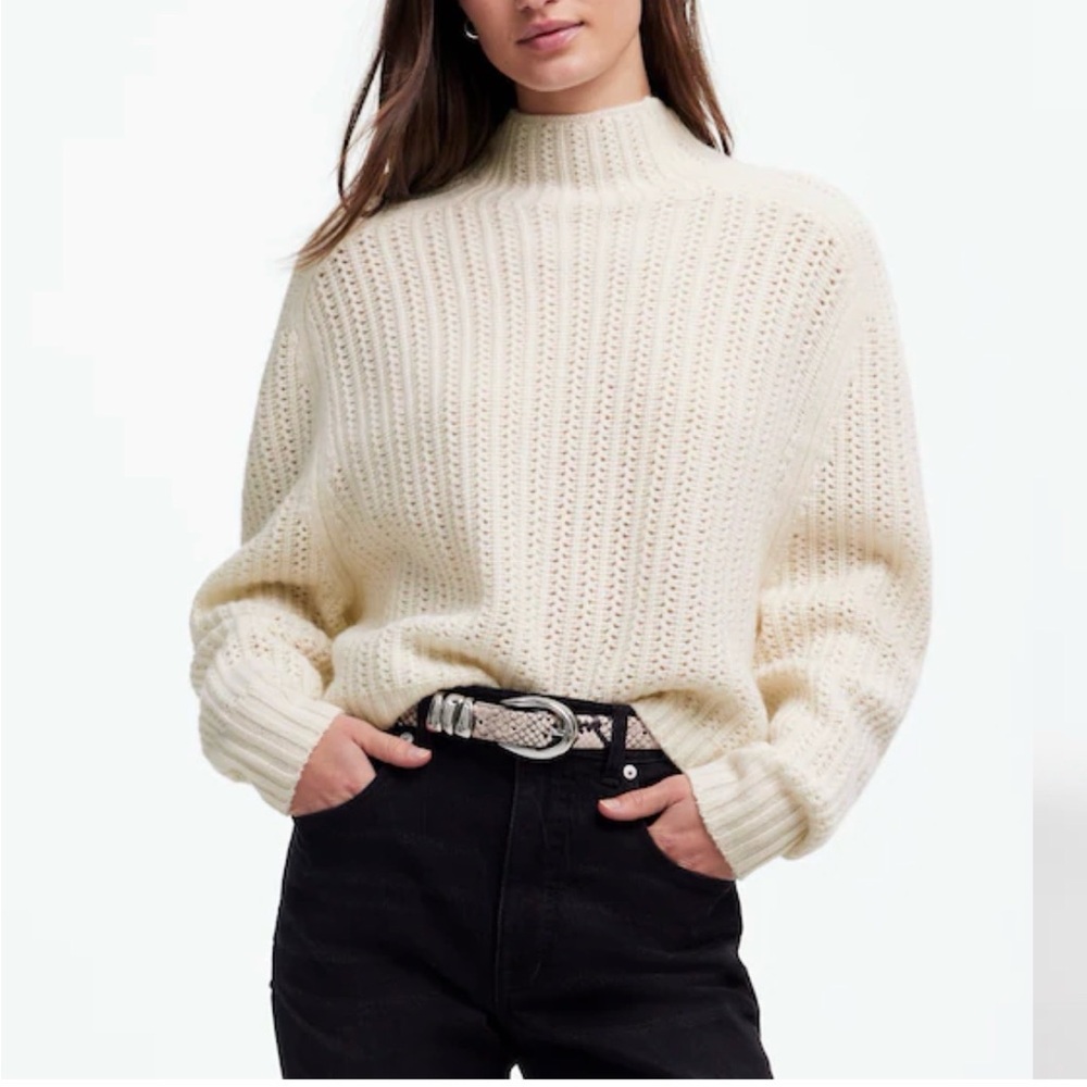 Madewell Cream Merino Wool Turtleneck Sweater